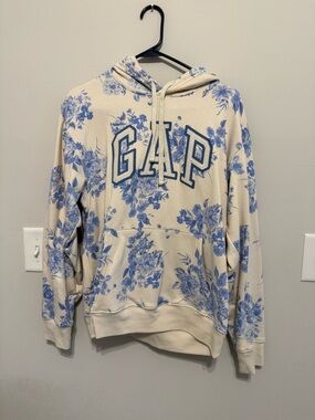 GAP blue & white floral hoodie
